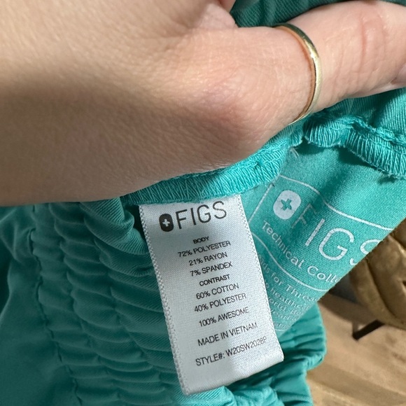 Figs Zamora Teal Green Jogger Pants with Navy Drawstring Size XXS - Picture 5 of 10